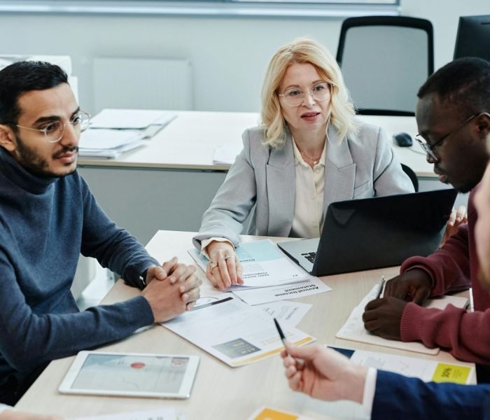 Business team analyzing leads and planning client conversions